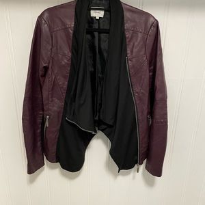 Kismet Burgundy Cropped Faux Leather Jacket